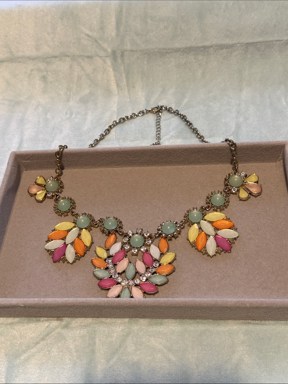 Pastel Multicolor Floral Bib Necklace - Women Jewelry